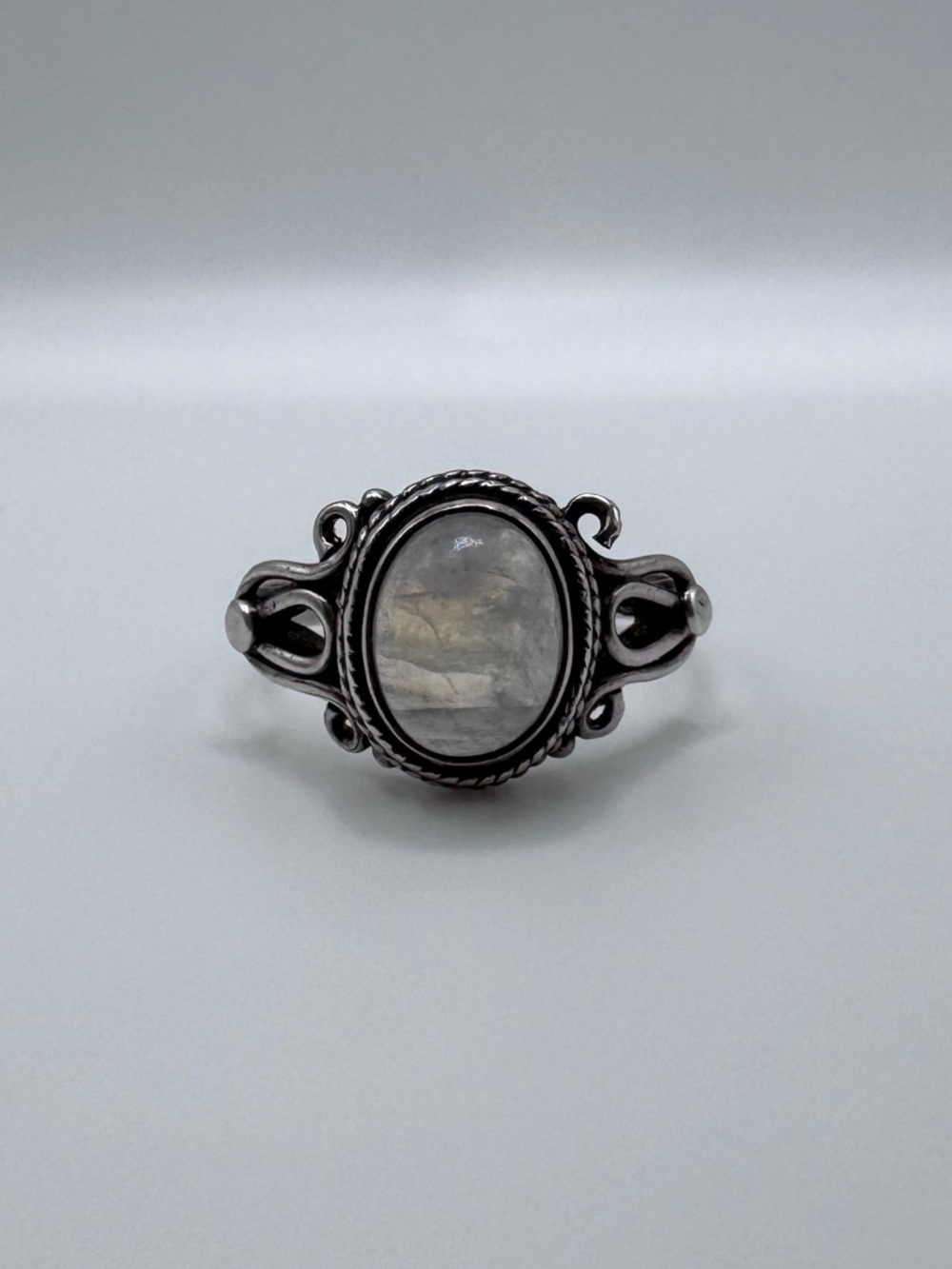 Sterling Silver 925 Ring with Blue Flash Moonstone Sz 6.5 - Picture 4 of 8